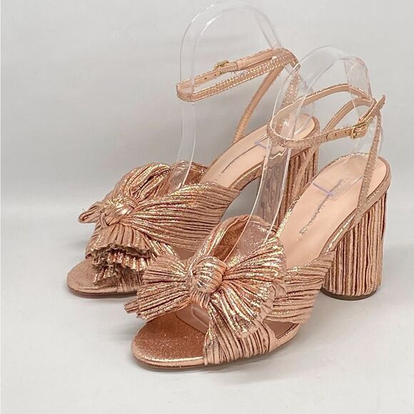Loeffler Randall  Camellia Rose Pleated Bow Heel Sandals size 7 - Picture 4 of 13